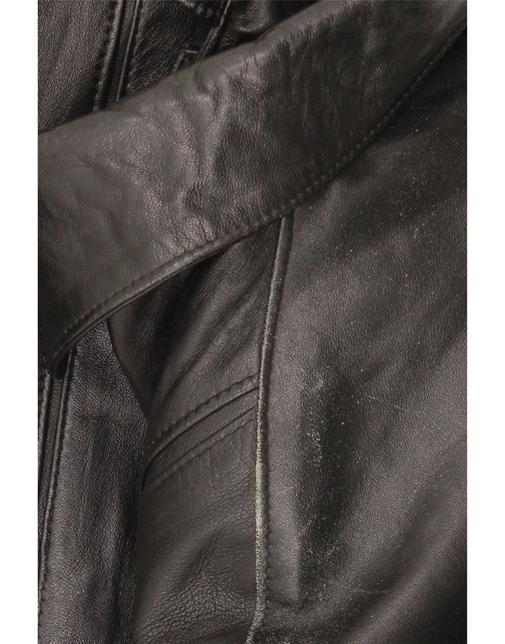 Vintage hombres regular fit chaqueta de cuero Reino Unido 40 grande negro