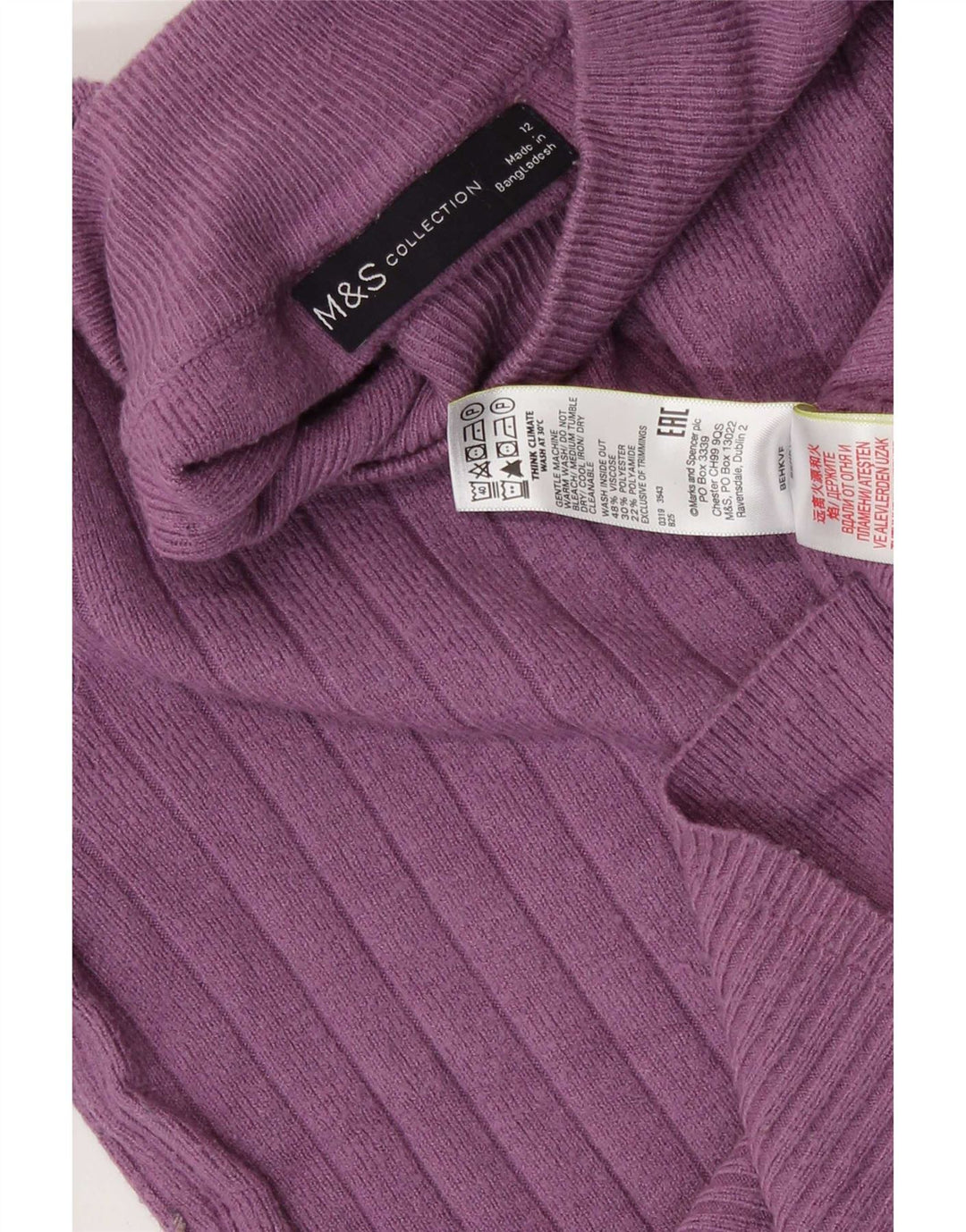 Marks & Spencer Jersey con cuello alto para mujer, talla 40, color morado mediano