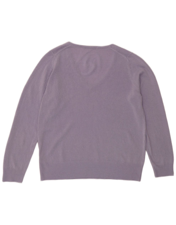 Marks & Spencer Suéter con Cuello en V para Mujer UK 46 Grande Púrpura