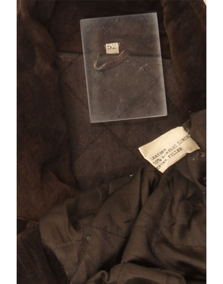 Vintage hombres ante cortavientos abrigo IT 52 XL cuero marrón