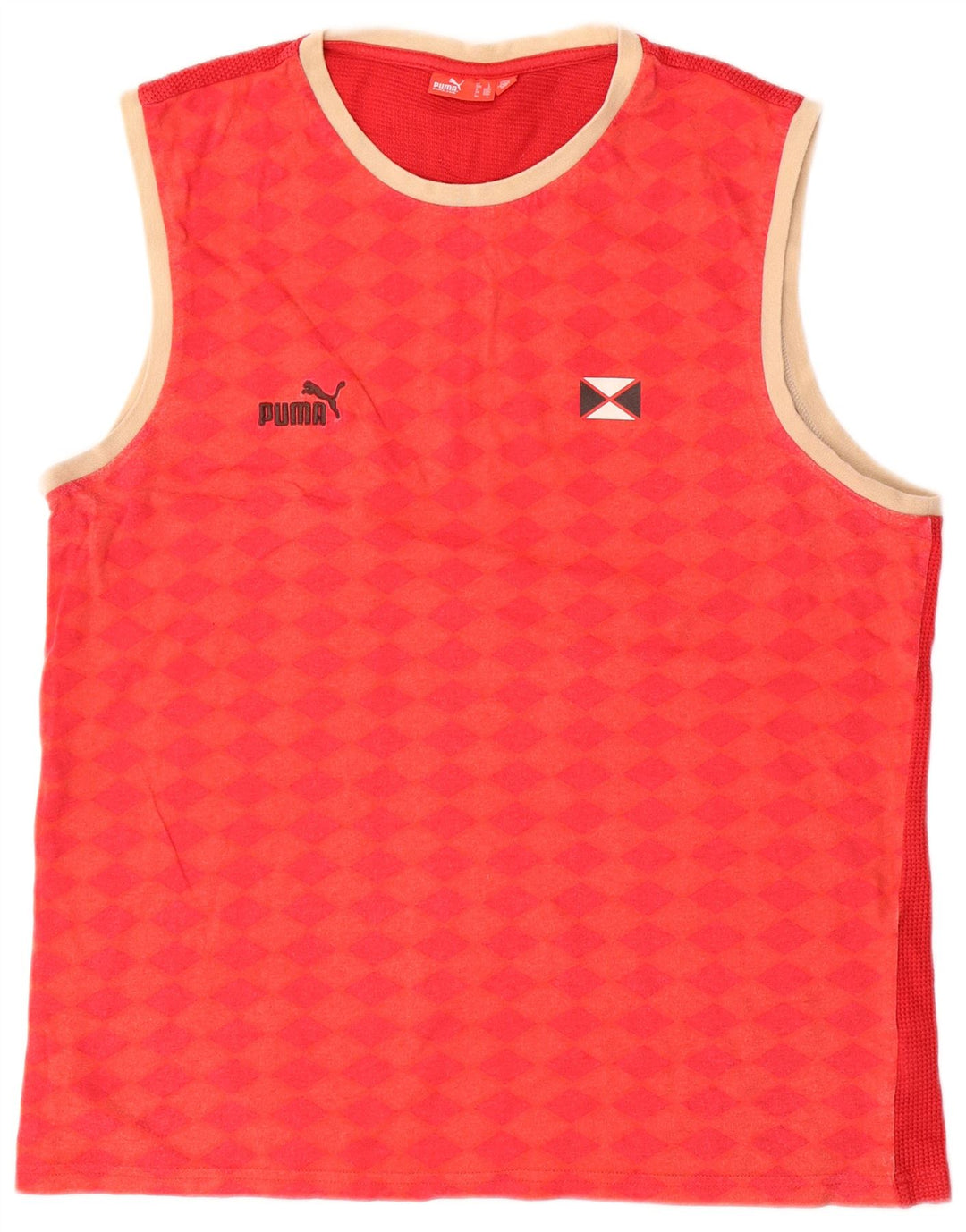 Puma Hombre Gráfico Chaleco Top Grande Rojo Geométrico Algodón