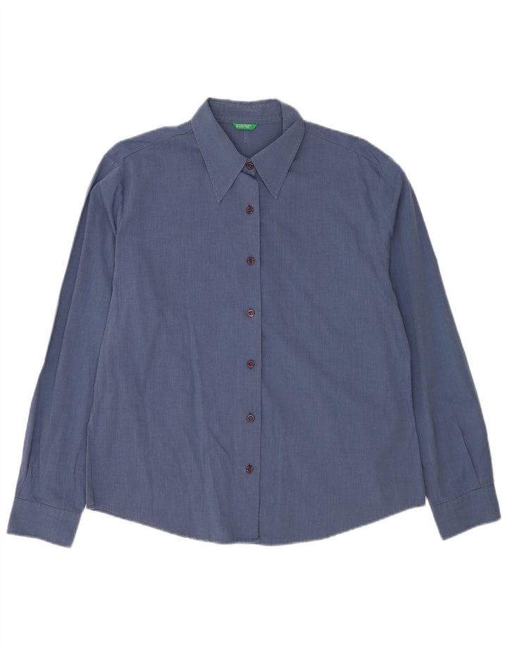 Camisa Benetton Mujer ES 46 Grande Azul Marino Algodón
