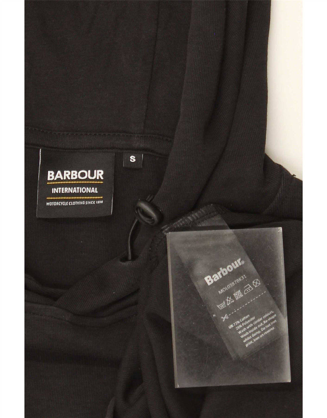 Barbour Hombre Sudadera Con Capucha Gráfica Jersey Pequeño Algodón Negro