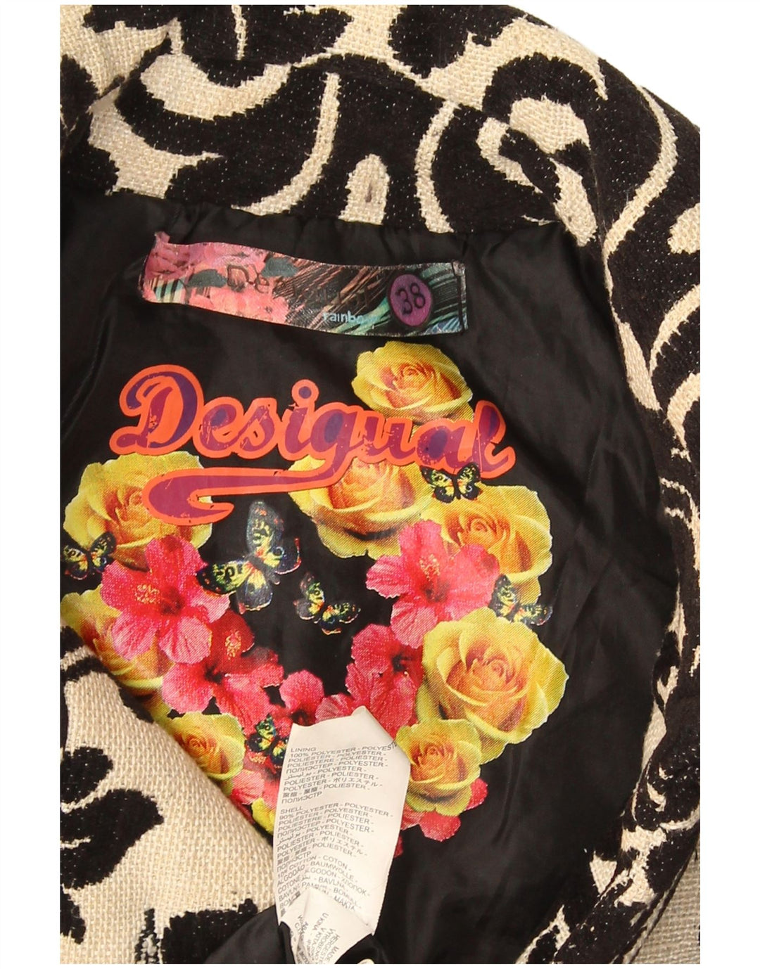 Abrigo Desigual Mujer Arco Iris Gráfico EU 38 Medio Beige Floral