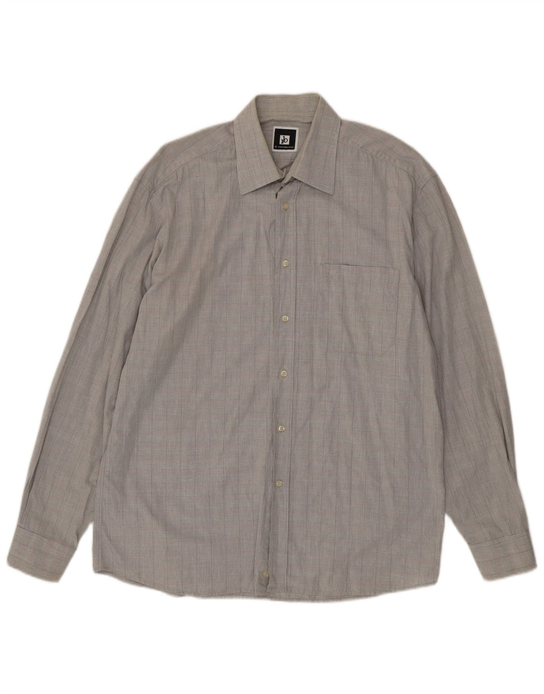 ROCCOBAROCCO Camisa para hombre Talla 16 41 Cuadro gris grande
