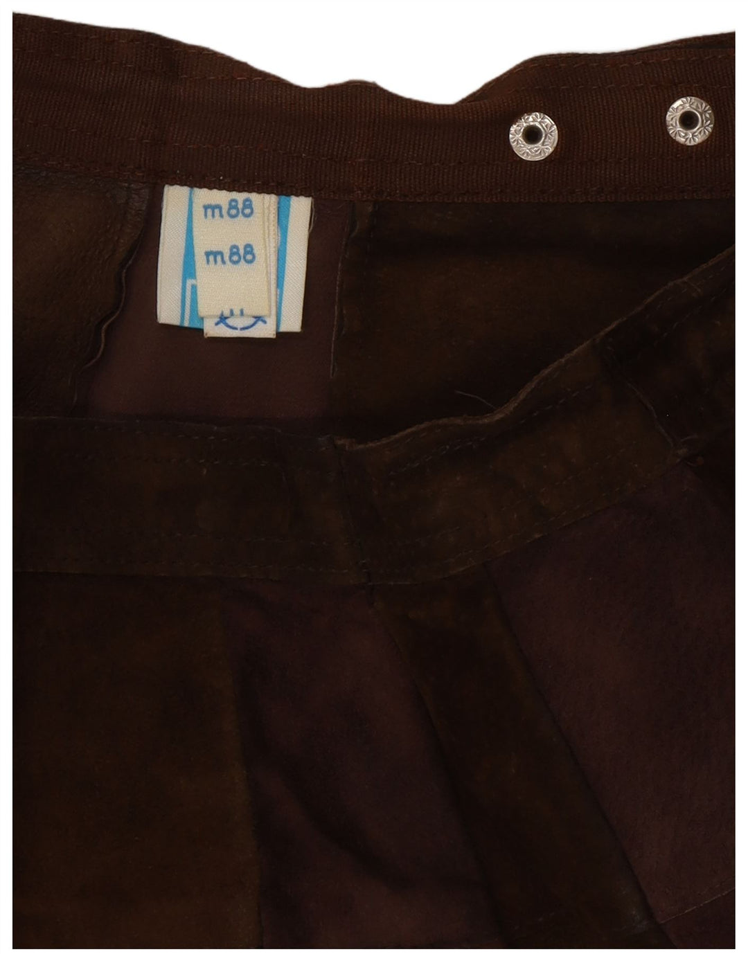 VINTAGE Minifalda de ante para mujer W26 Cuero marrón pequeño