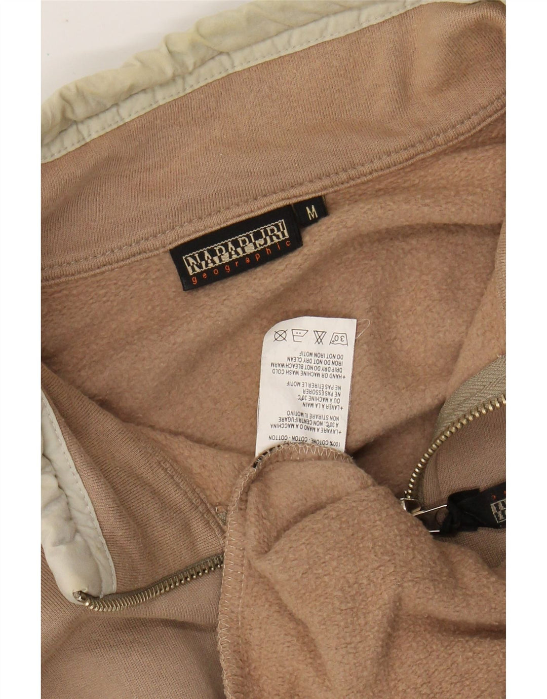 NAPAPIJRI Sudadera Estampada Con Cuello Y Cremallera Para Hombre Jersey De Algodón Beige Medio