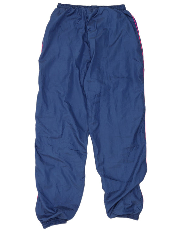 Vintage hombres chándal pantalones joggers grande azul marino poliéster