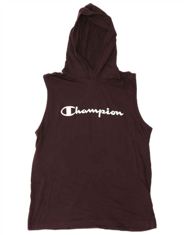Champion Chaleco Con Capucha Para Hombre Top Grande De Algodón Negro