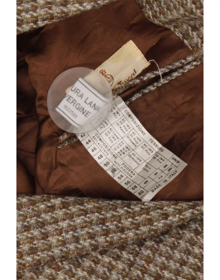 Harris Tweed Chaqueta tipo blazer de 2 botones para hombre UK 42 XL Marrón Pata de gallo