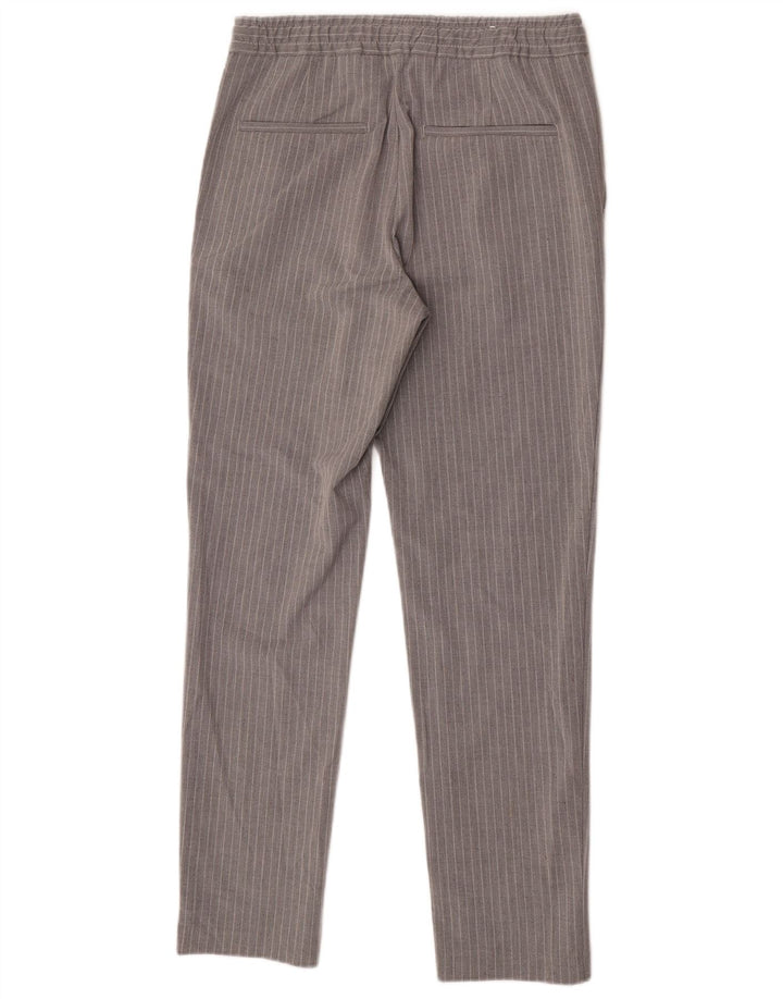 Zara Mens Slim Chino Pantalones Pequeño W29 L30 Poliéster A Rayas Gris