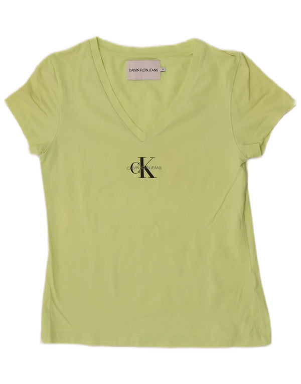 Calvin Klein Jeans Camiseta gráfica para mujer Top UK 12 Verde medio