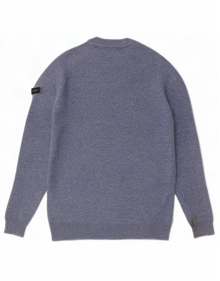 Superdry Jersey De Cuello Redondo Para Hombre De Lana De Cordero Moteada En Azul Medio