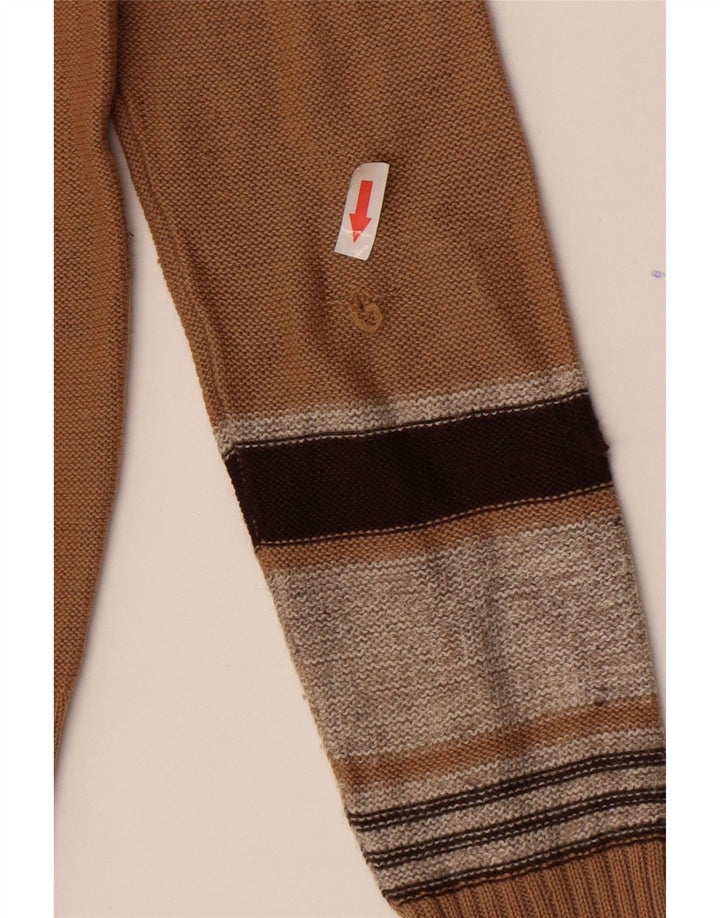 Vintage mujer crop V-cuello jumper suéter IT 44 marrón medio rayas