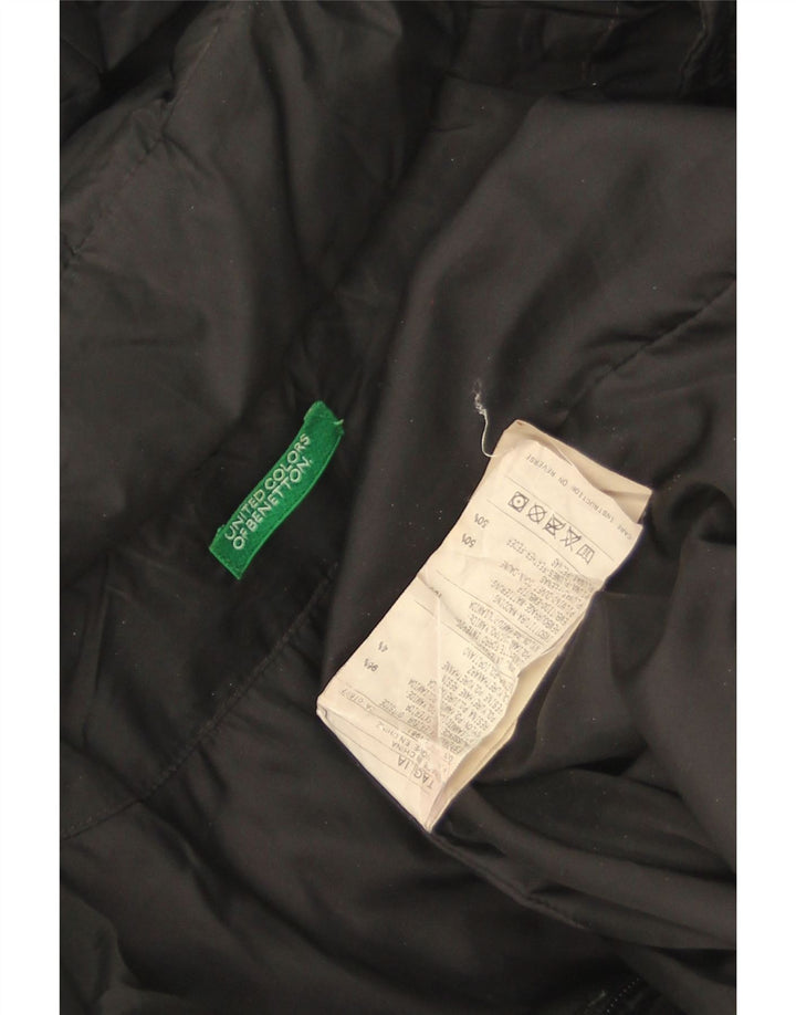 Benetton Abrigo Acolchado Con Capucha Mujer UK 46 Large Poliamida Negro