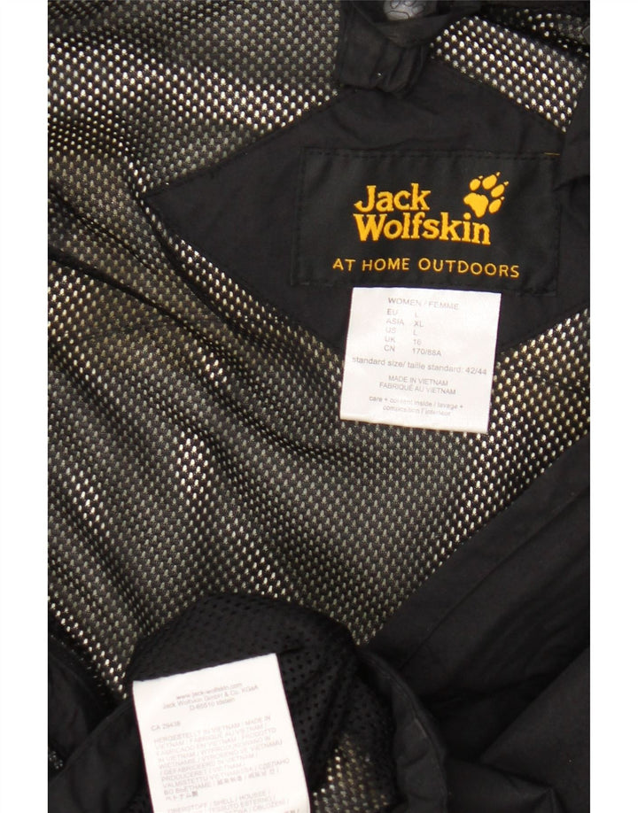 Jack Wolfskin Chaqueta impermeable con capucha para mujer UK 46 Large Poliamida negra