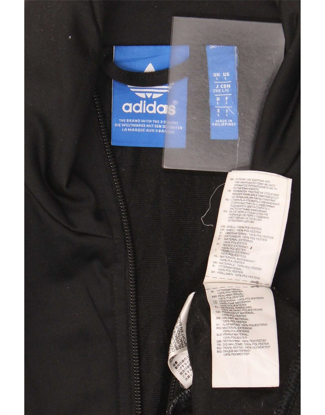 Adidas - Chaqueta de chándal para hombre, talla grande, poliéster negro