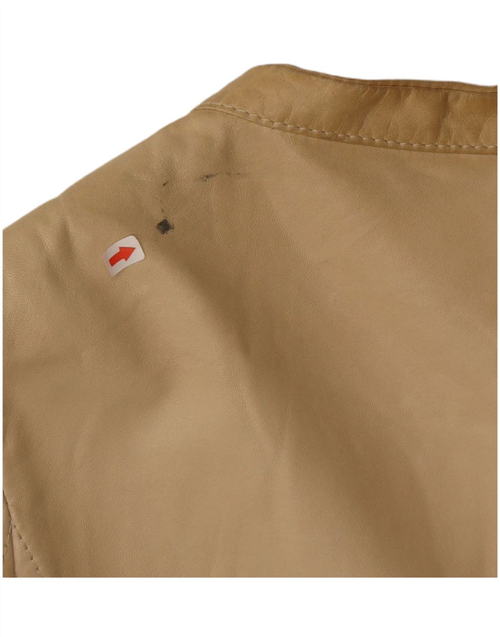 Valentino Mujer Crop Chaqueta De Cuero IT 40 Small Cuero Beige