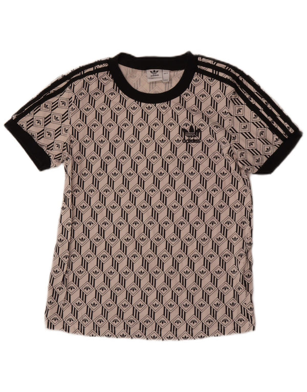 Adidas Camiseta gráfica para mujer Top UK 10 Small Off White Cotton