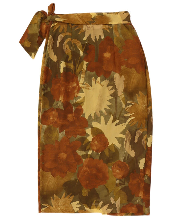 Falda envolvente vintage para mujer IT 44 Mediana W28 Poliéster floral marrón