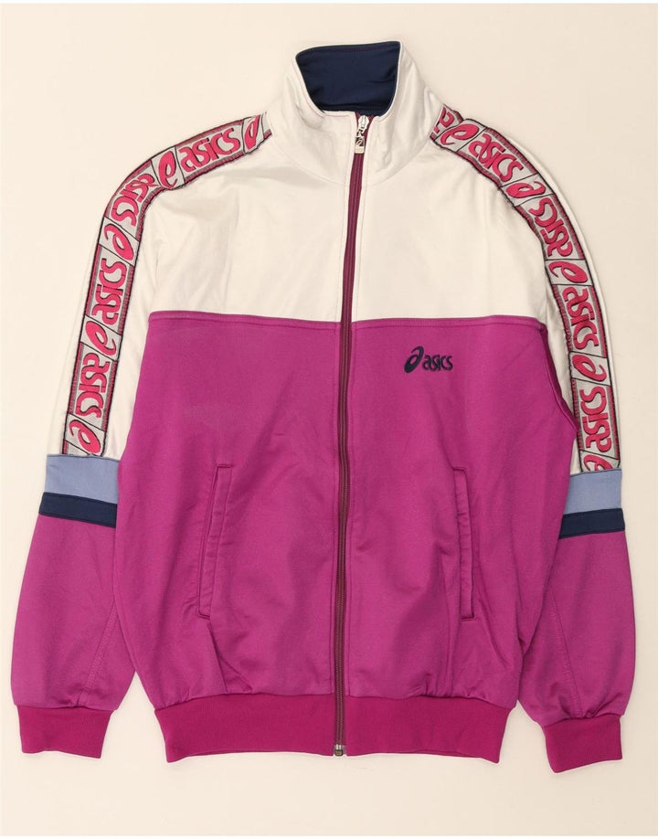 ASICS Chaqueta superior de chándal con gráfico para mujer IT 46 Large Purple Colourblock