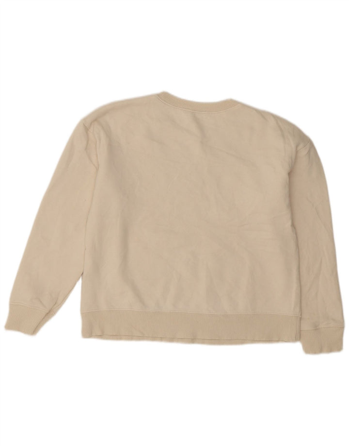 Zara Mujer Gráfico Sudadera De Gran Tamaño Jersey UK 10 Small Off White