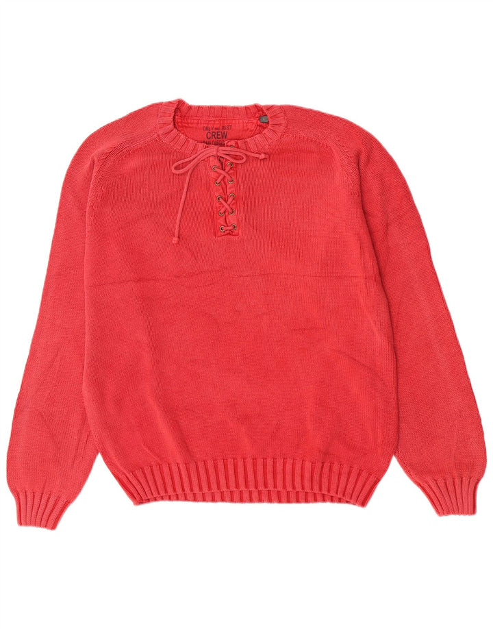 Crew - Jersey de cuello para hombre, talla grande, algodón rojo