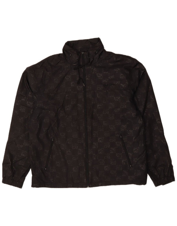 Quiksilver Chaqueta superior de chándal con capucha gráfica para hombre XL Poliéster negro
