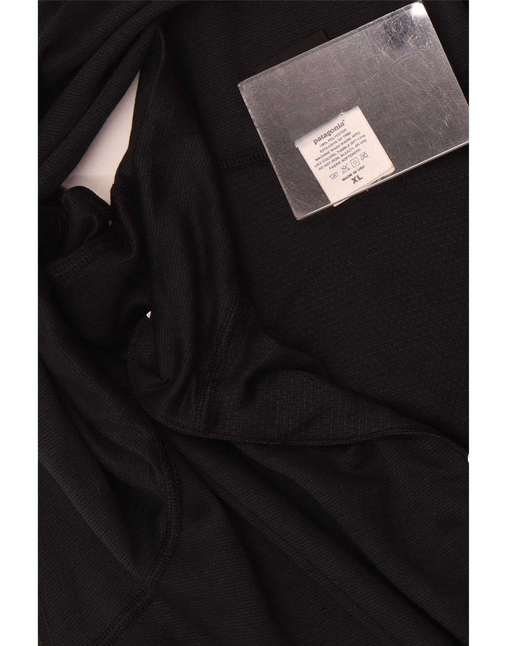 Patagonia Hombre Zip Neck Jersey Chándal Top XL Poliéster Negro