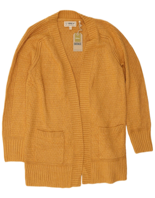 Cárdigan abierto largo para mujer de Fat Face UK 40 Viscosa amarilla mediana