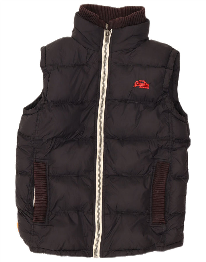 Superdry Chaleco acolchado extragrande para hombre, talla 40, nailon negro pequeño