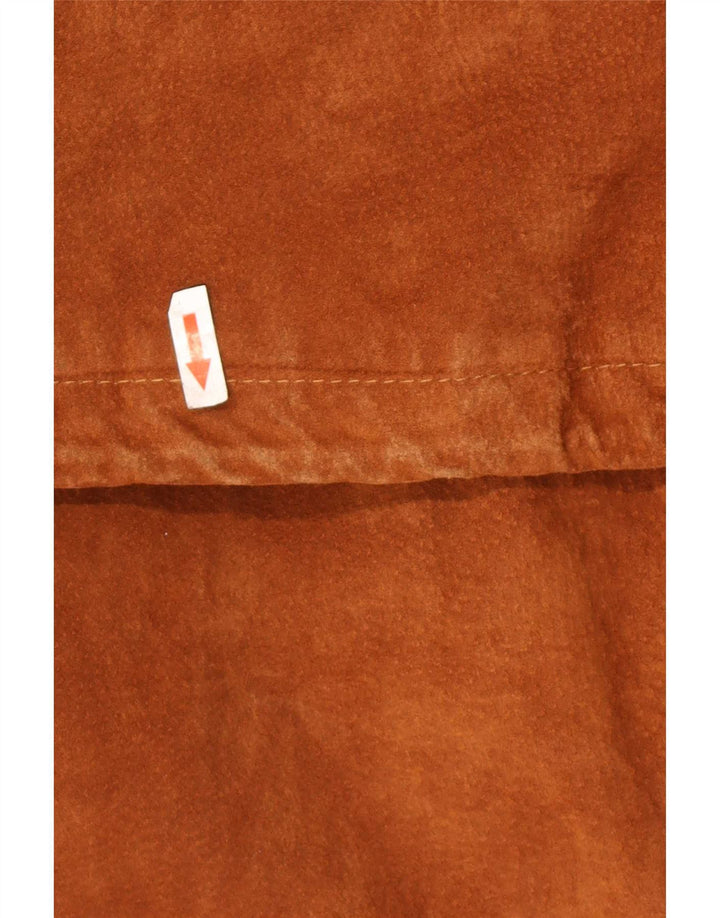 Vintage hombre gamuza abrigo IT 48 cuero marrón medio