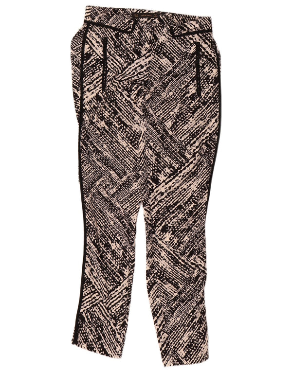 Zara Mujer Pantalones Casuales Delgados Con Patrón Abstracto Pequeño W26 L27 Negro