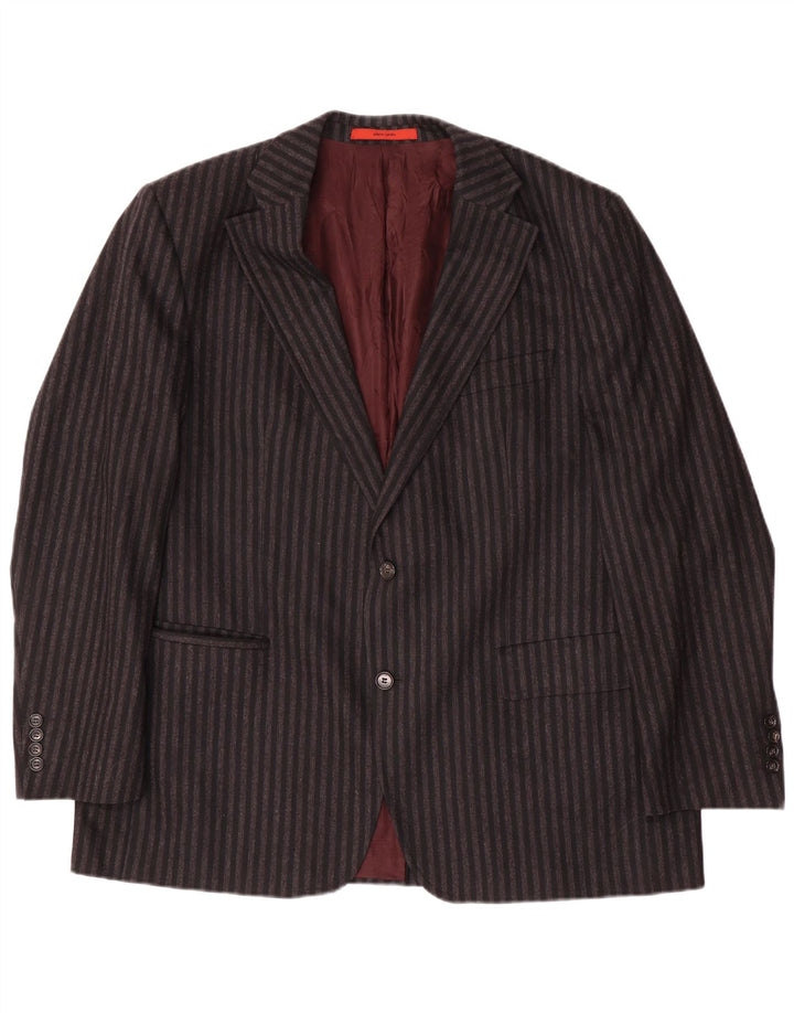 Pierre Cardin Chaqueta tipo blazer de 2 botones para hombre UK 40 Grande Gris Lana a rayas