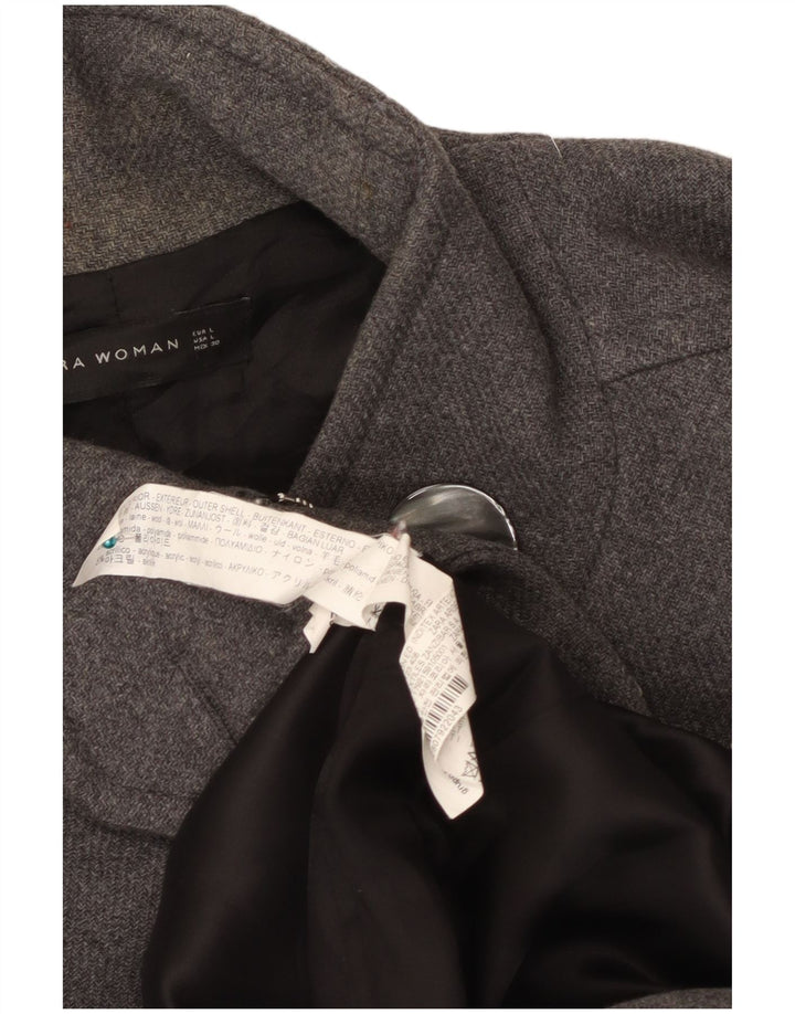 Zara Mujer Abrigo UK 46 Grande Lana Gris