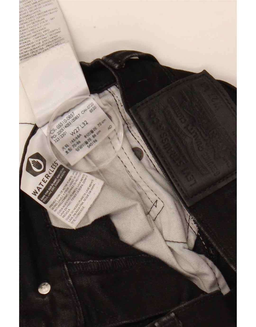 LEVI'S Vaqueros pitillo para mujer W27 L32 Algodón negro