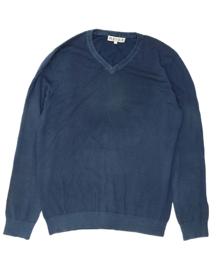 Reiss - Jersey con cuello en V para hombre, talla grande, azul marino