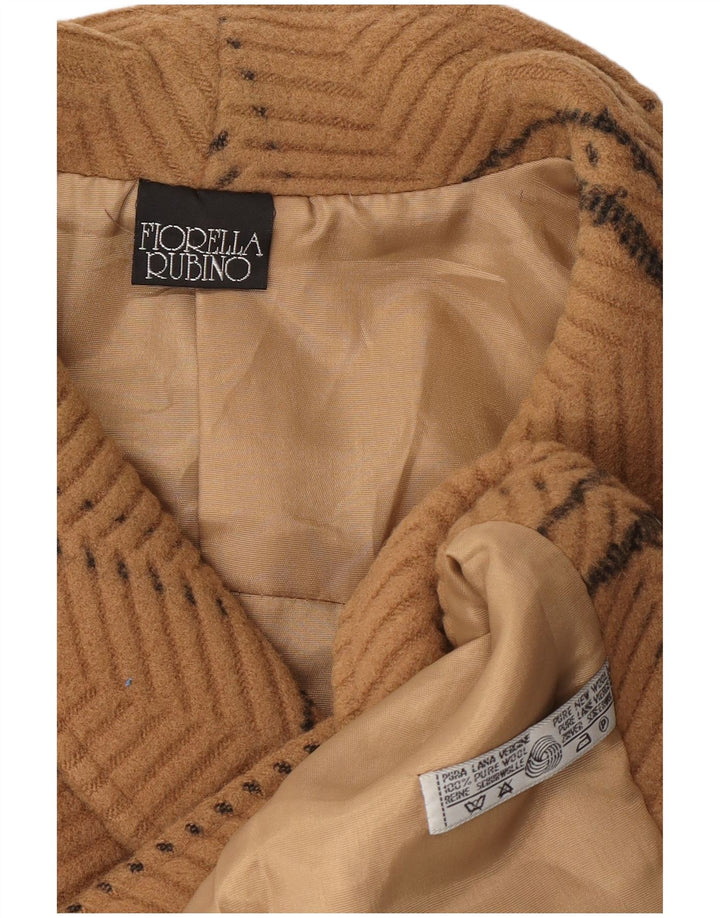 FIORELLA RUBINO Abrigo de doble botonadura para mujer UK 44 Large Beige Check