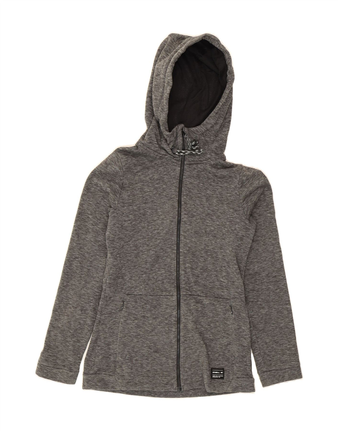 O'NEILL Womens Zip Hoodie Sweater UK 10 Small Grey Flecked Polyester Vintage O'Neill and Second-Hand O'Neill from Messina Hembry 