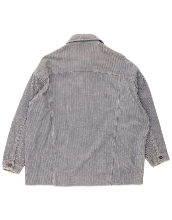 Zara Mujer Chaqueta De Pana Extragrande UK 10 Small Azul Algodón