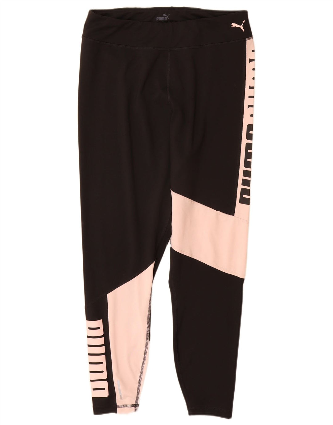 PUMA Leggings cortos con estampado gráfico para mujer, talla 40, talla grande, color negro