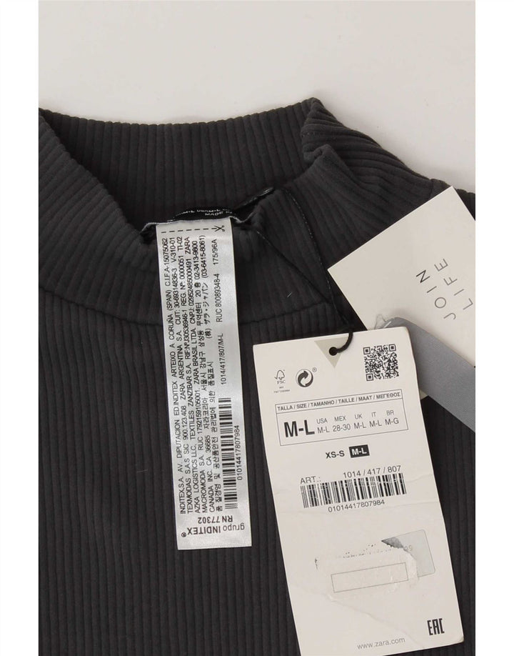 Zara Mujer Crop Vest Top UK 42 Poliamida Gris Medio