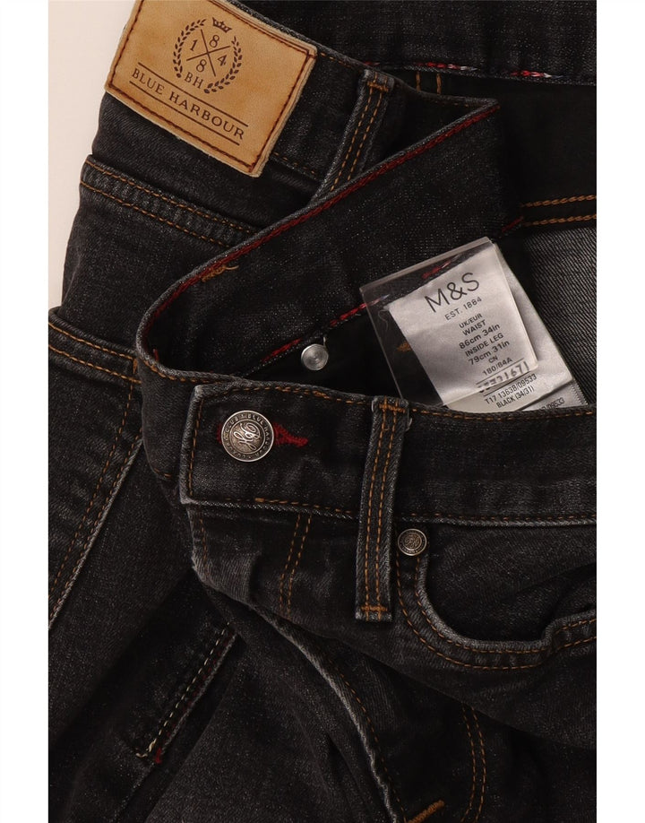 Marks & Spencer Vaqueros rectos azules Harbor para hombre W34 L31 Algodón negro