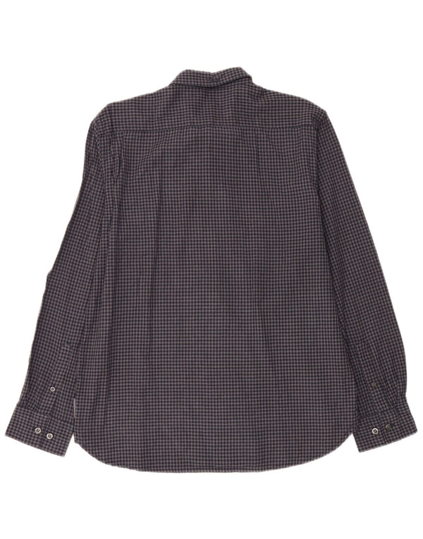 Camisa de franela para hombre de French Connection, talla grande, de algodón a cuadros, color azul marino