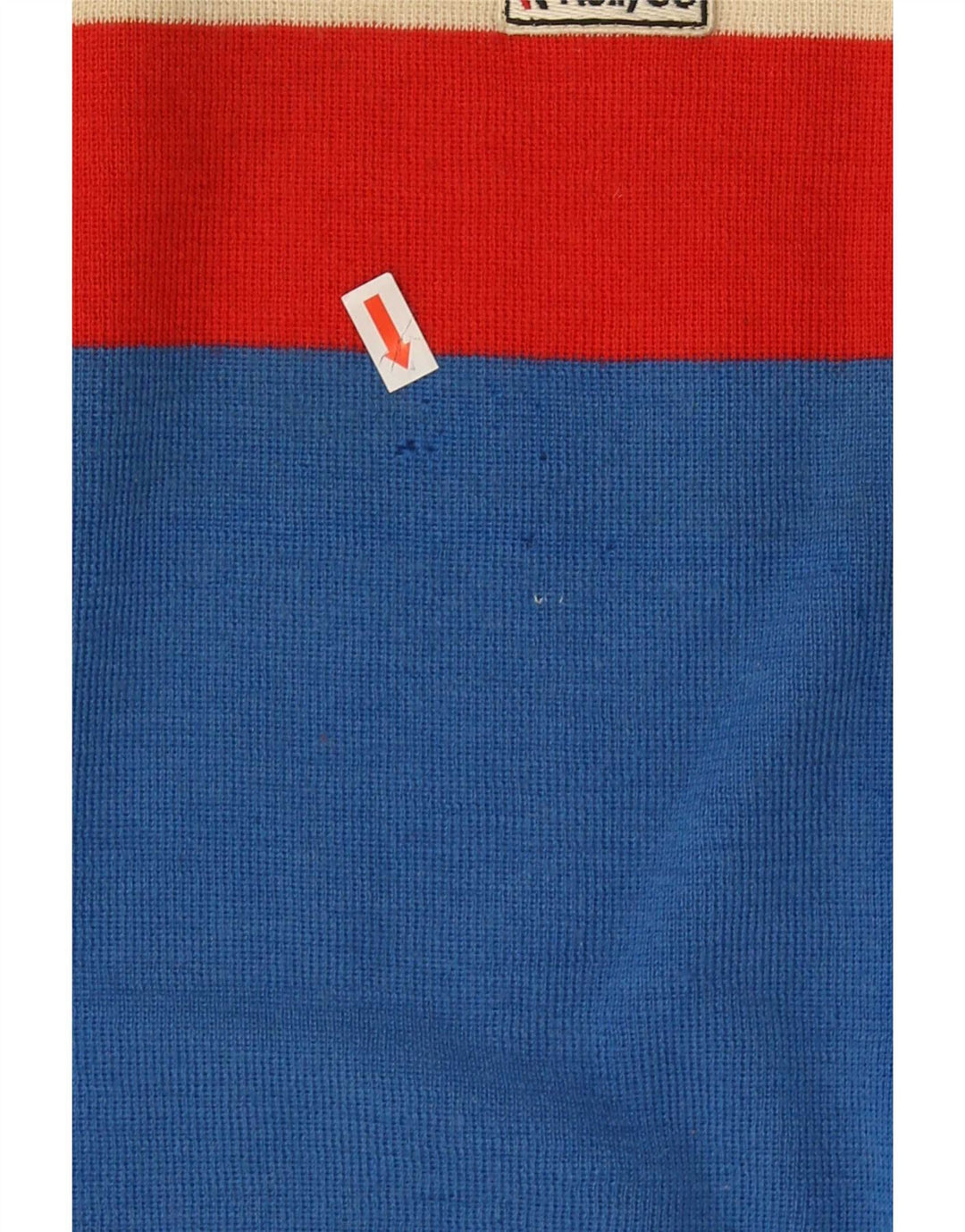 Vintage hombres cuello redondo jersey suéter IT 46 pequeño bloque de color multicolor