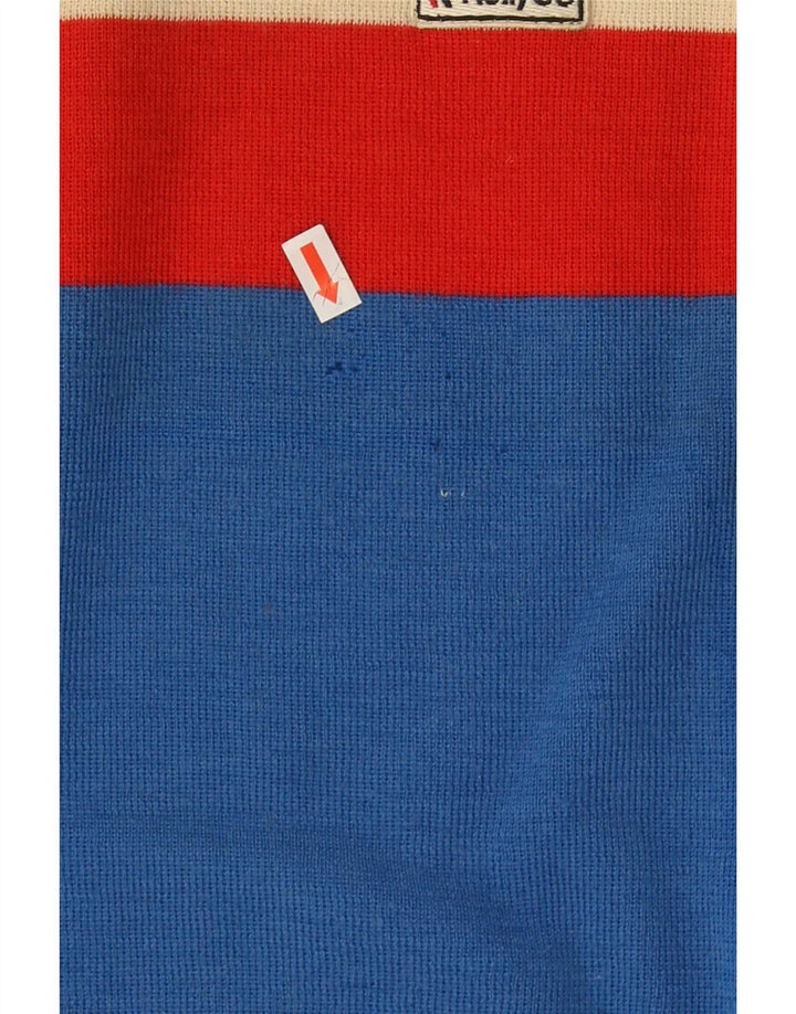 Vintage hombres cuello redondo jersey suéter IT 46 pequeño bloque de color multicolor