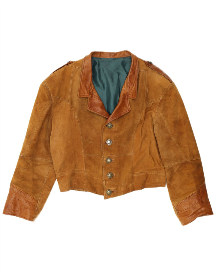 Vintage hombres ante bomber chaqueta Reino Unido 38 marrón medio