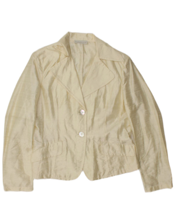 Vintage Womens 2 Button Blazer Jacket IT 44 Medium Yellow Silk