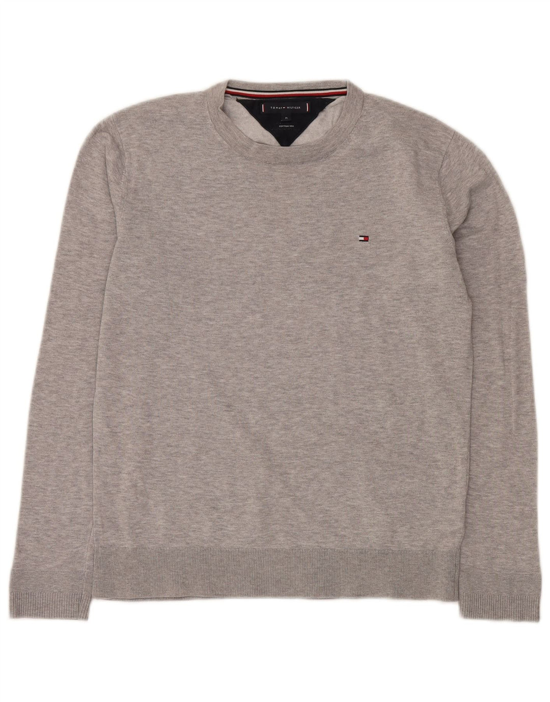 Tommy Hilfiger Jersey con cuello redondo para hombre de algodón gris medio