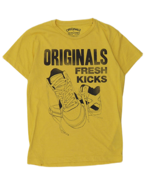 Jack & Jones Hombre Camiseta Gráfica Top Small Amarillo Algodón